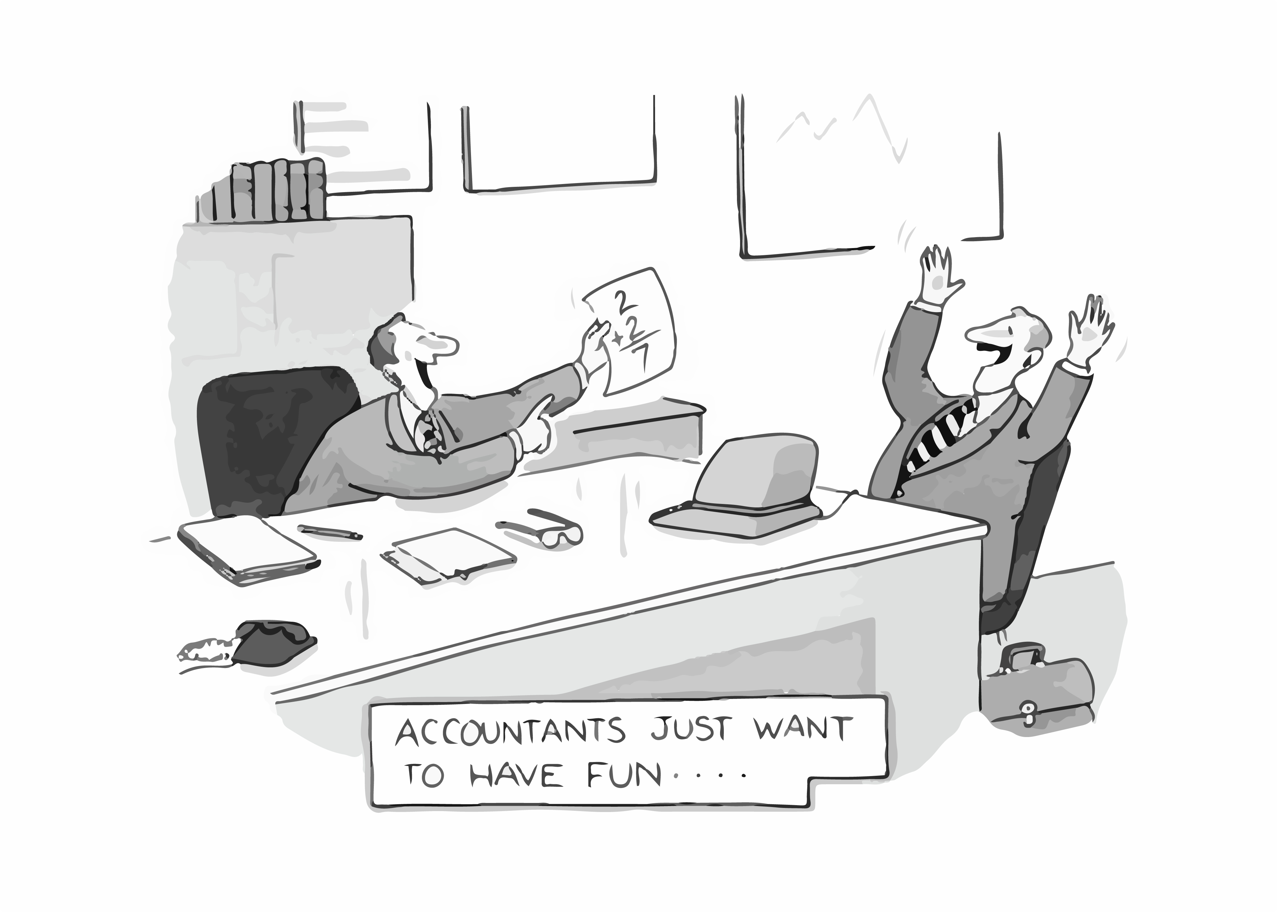 Cartoon of happy clients and CPA